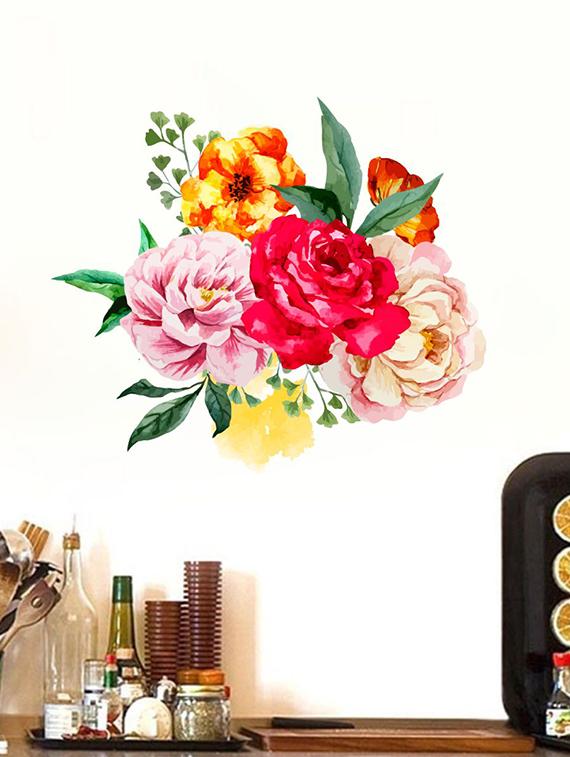 Rawpockets Wall Decals ' Multi Flower Wall Sticker ' Wall stickers (PVC Vinyl) Multicolour - 15733608 - Zoom Image - 1