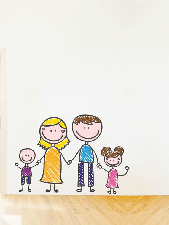 Rawpockets Wall Decals ' Crayon Family Wall Sticker ' Wall stickers (PVC Vinyl) Multicolour - 15733609 - Zoom Image - 1