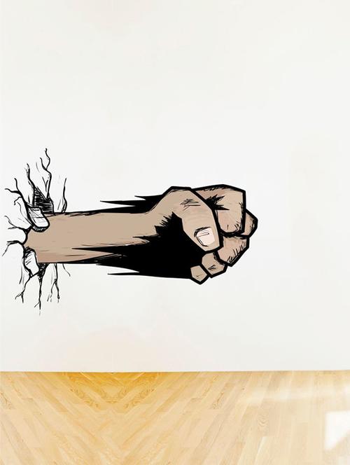Rawpockets Wall Decals ' Crack Wall Punch Wall Sticker ' Wall stickers (PVC Vinyl) Multicolour - 15733610 - Standard Image - 1