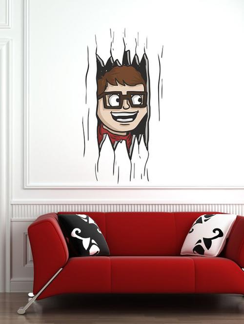 Rawpockets Wall Decals ' Crack Door Face Wall Sticker ' Wall stickers (PVC Vinyl) Multicolour - 15733613 - Standard Image - 1