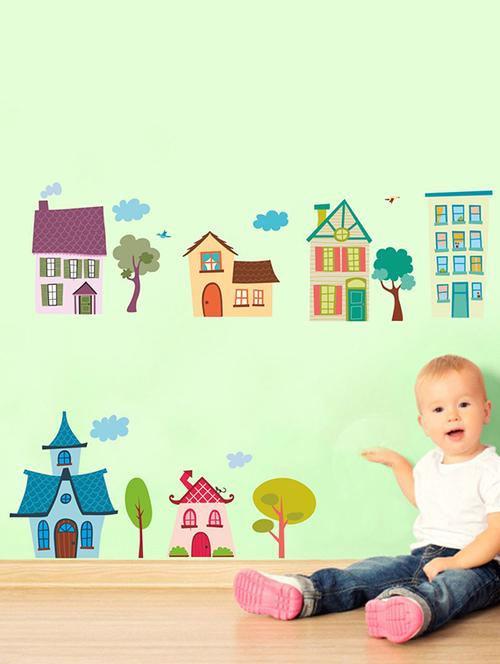 Rawpockets Wall Decals ' House Wall Sticker ' Wall stickers (PVC Vinyl) Multicolour - 15733616 - Standard Image - 1