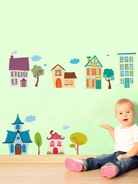 Rawpockets Wall Decals ' House Wall Sticker ' Wall stickers (PVC Vinyl) Multicolour - 15733616 - Zoom Image - 1