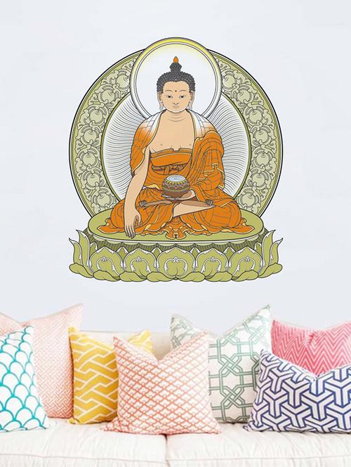 Rawpockets Wall Decals ' Buddha Wall Sticker ' Wall stickers (PVC Vinyl) Multicolour - 15733619 - Standard Image - 1