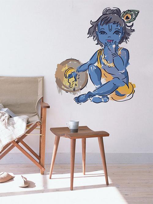 Rawpockets Wall Decals ' Lord Krishna n Pot Wall Sticker ' Wall stickers (PVC Vinyl) Multicolour - 15733620 - Standard Image - 1