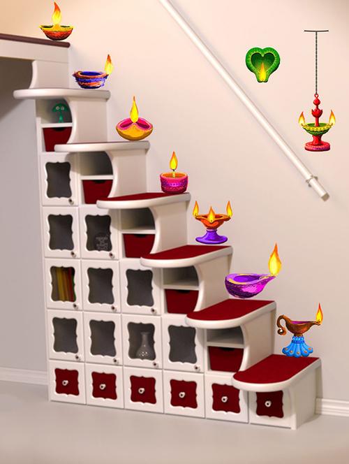 Rawpockets Wall Decals ' Diya Wall Sticker ' Wall stickers (PVC Vinyl) Multicolour - 15733622 - Standard Image - 1
