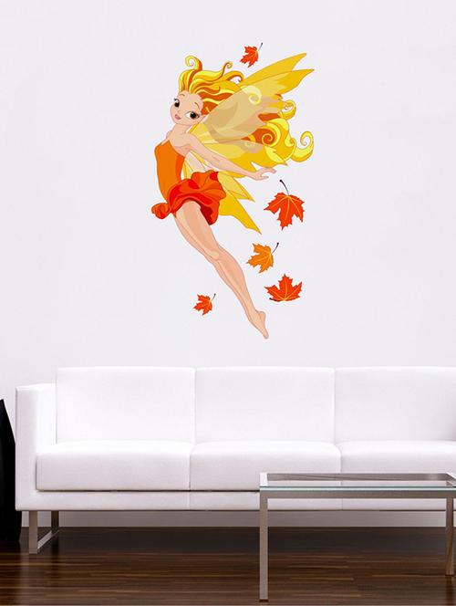 Rawpockets Wall Decals ' Angel n Autumn Leaves Wall Sticker ' Wall stickers (PVC Vinyl) Multicolour - 15733629 - Standard Image - 1
