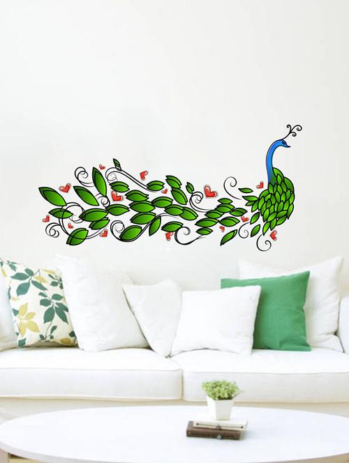 rawpockets wall decals ' peacock love wall sticker ' wall stickers (pvc vinyl) multicolour - 15733633 - Very Small Image - 1
