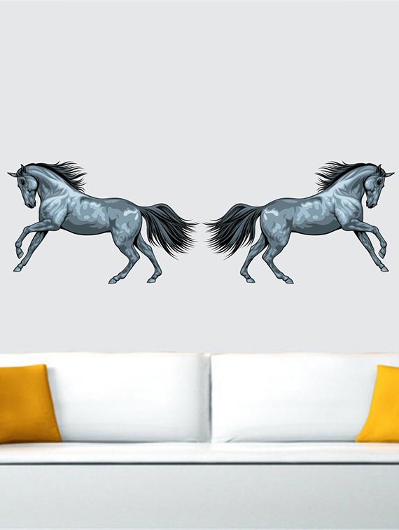 Rawpockets Wall Decals ' Duo Horses Wall Sticker ' Wall stickers (PVC Vinyl) Multicolour - 15733634 - Zoom Image - 1