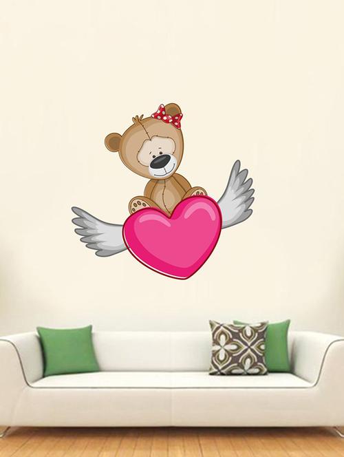 Rawpockets Wall Decals ' Teddy Bear Love Wall Sticker ' Wall stickers (PVC Vinyl) Multicolour - 15733640 - Standard Image - 1