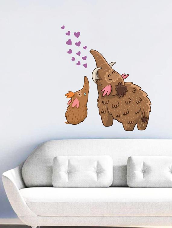 Rawpockets Wall Decals ' Cartoon Elephants Love n Heart-in Wall Sticker ' Wall stickers (PVC Vinyl) Multicolour - 15733641 - Zoom Image - 1