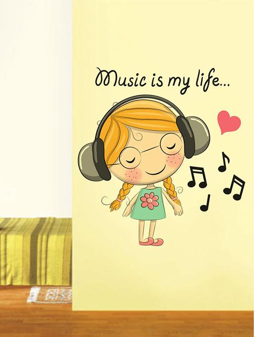Rawpockets Wall Decals ' Music is My Life Wall Sticker ' Wall stickers (PVC Vinyl) Multicolour - 15733643 - Standard Image - 1