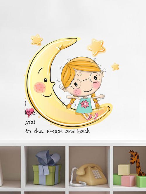 Rawpockets Wall Decals ' Moon and Back Love Wall Sticker ' Wall stickers (PVC Vinyl) Multicolour - 15733647 - Standard Image - 1