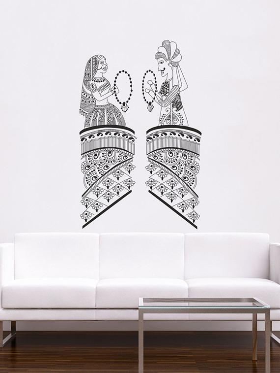 Rawpockets Wall Decals ' Traditions of Indian Bride and Groom Wall Sticker ' Wall stickers (PVC Vinyl) Multicolour - 15733650 - Zoom Image - 1