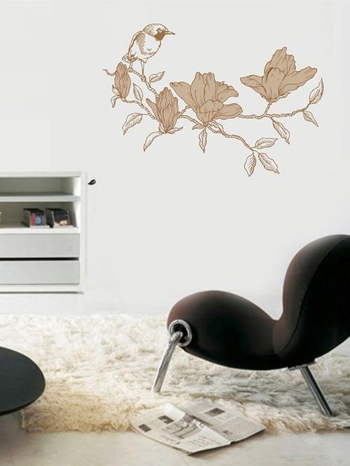 Rawpockets Wall Decals ' Bird and Flower Wall Sticker ' Wall stickers (PVC Vinyl) Multicolour - 15733651 - Standard Image - 1