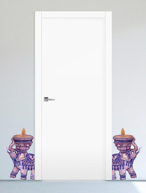 Rawpockets Wall Decals ' Elephant Diya Wall Sticker ' Wall stickers (PVC Vinyl) Multicolour - 15733652 - Standard Image - 1