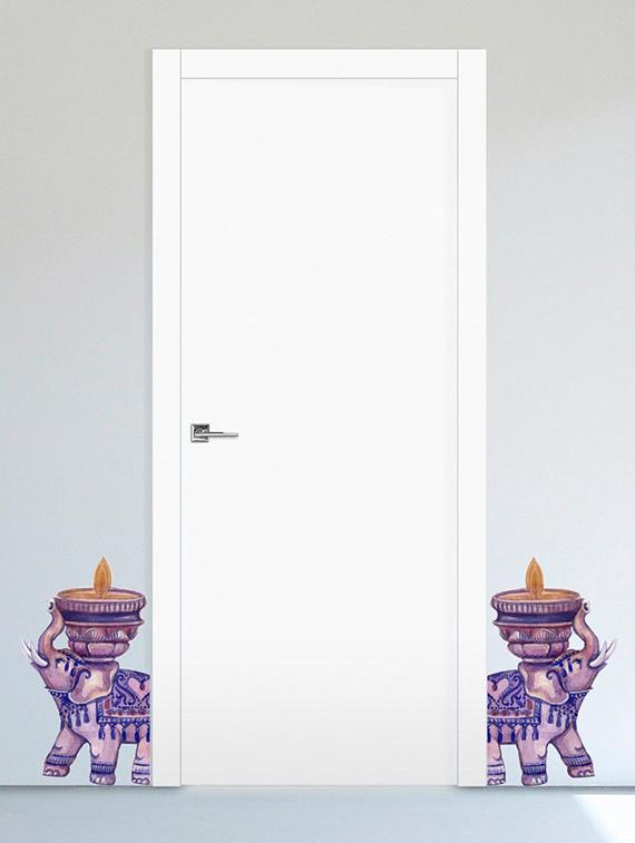 Rawpockets Wall Decals ' Elephant Diya Wall Sticker ' Wall stickers (PVC Vinyl) Multicolour - 15733652 - Zoom Image - 1