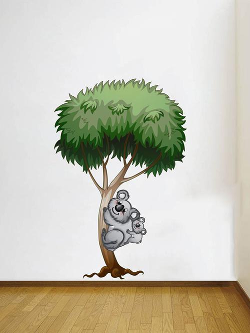 Rawpockets Wall Decals ' Tree and Bear Wall Sticker ' Wall stickers (PVC Vinyl) Multicolour - 15733655 - Standard Image - 1