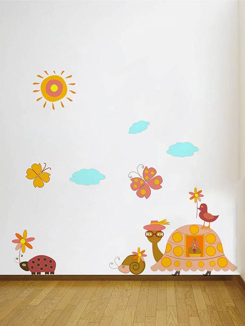rawpockets wall decals ' cute cartoon tiny animals story wall sticker ' wall stickers (pvc vinyl) multicolour - 15733656 - Very Small Image - 1