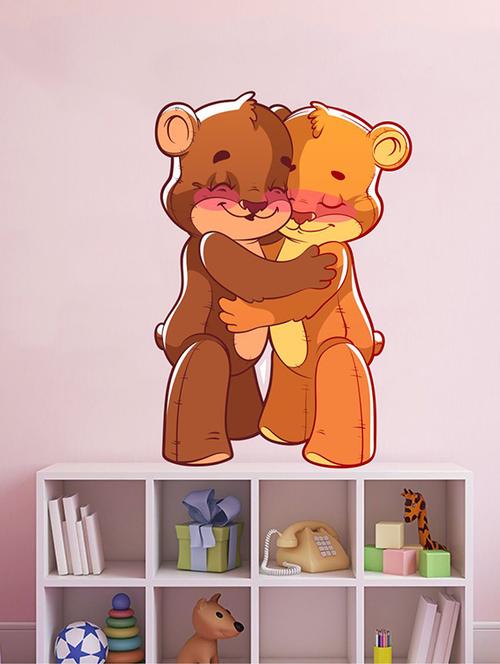 Rawpockets Wall Decals ' Teddy Bear Hug Wall Sticker ' Wall stickers (PVC Vinyl) Multicolour - 15733665 - Standard Image - 1