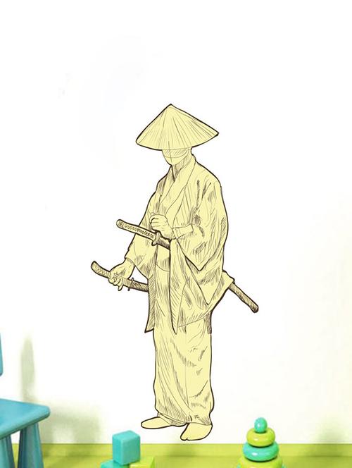 rawpockets wall decals ' japanese man wall sticker ' wall stickers (pvc vinyl) multicolour - 15733669 - Very Small Image - 1