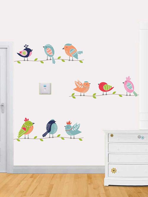 Rawpockets Wall Decals ' Cute Birds Family Wall Sticker ' Wall stickers (PVC Vinyl) Multicolour - 15733672 - Standard Image - 1