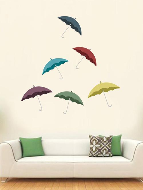 Rawpockets Wall Decals ' Multi Umbrella Wall Sticker ' Wall stickers (PVC Vinyl) Multicolour - 15733676 - Standard Image - 1