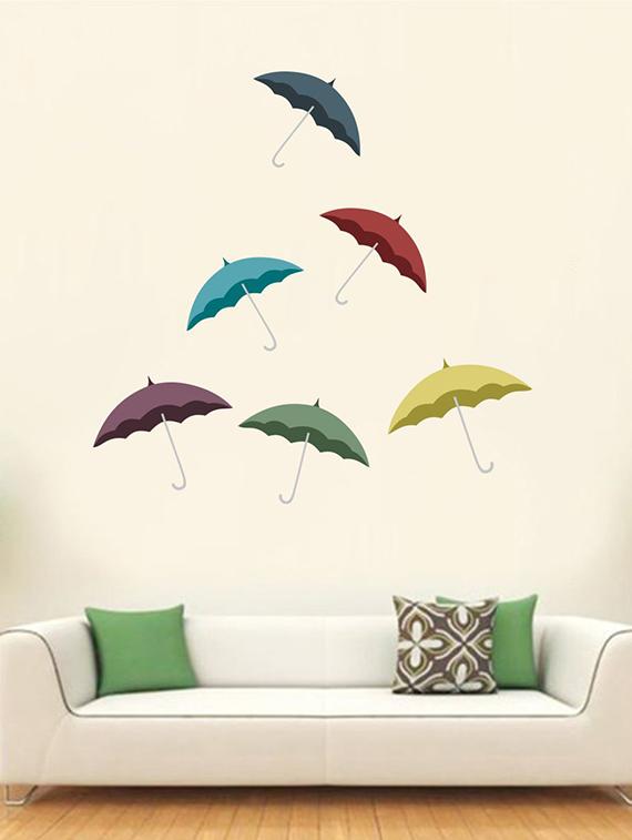 Rawpockets Wall Decals ' Multi Umbrella Wall Sticker ' Wall stickers (PVC Vinyl) Multicolour - 15733676 - Zoom Image - 1