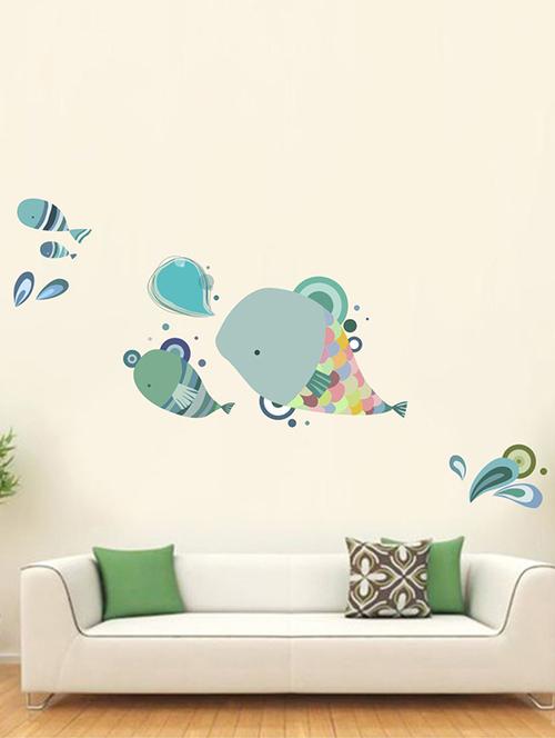 Rawpockets Wall Decals ' Cute Sharks Wall Sticker ' Wall stickers (PVC Vinyl) Multicolour - 15733679 - Standard Image - 1