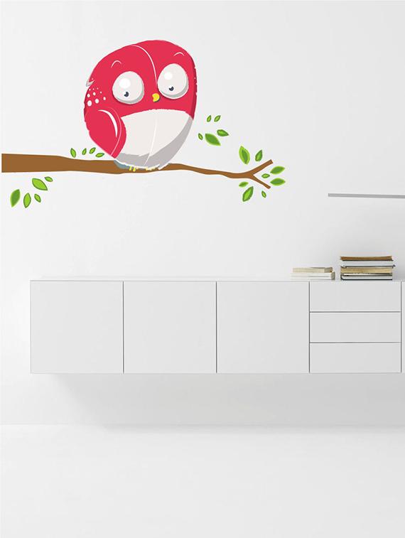 Rawpockets Wall Decals ' Cartoon Owl Wall Sticker ' Wall stickers (PVC Vinyl) Multicolour - 15733680 - Zoom Image - 1