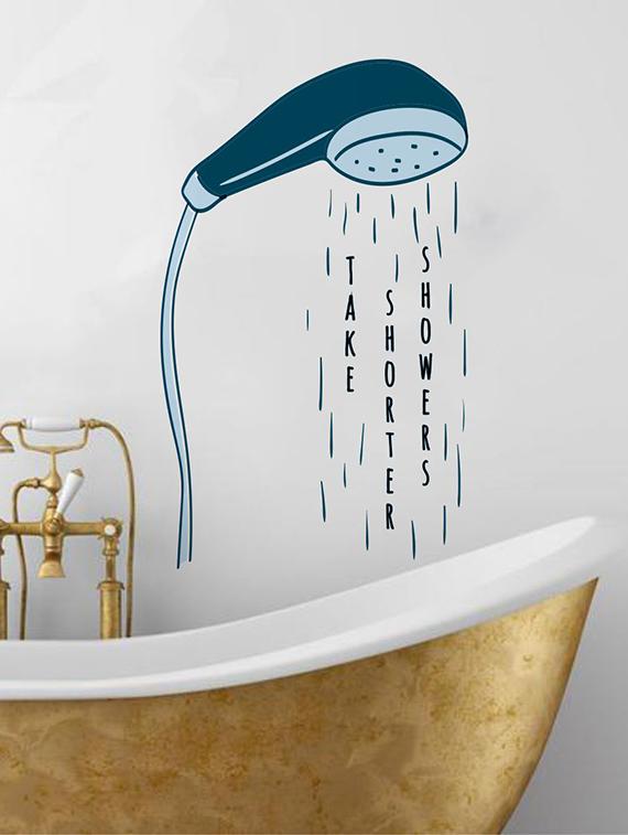 Rawpockets Wall Decals ' Take Showers Wall Sticker ' Wall stickers (PVC Vinyl) Multicolour - 15733683 - Zoom Image - 1