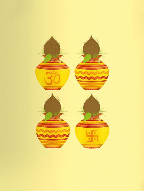 Rawpockets Wall Decals ' Puja Kalash Positive Vibes Wall Sticker ' Wall stickers (PVC Vinyl) Multicolour - 15733684 - Zoom Image - 1