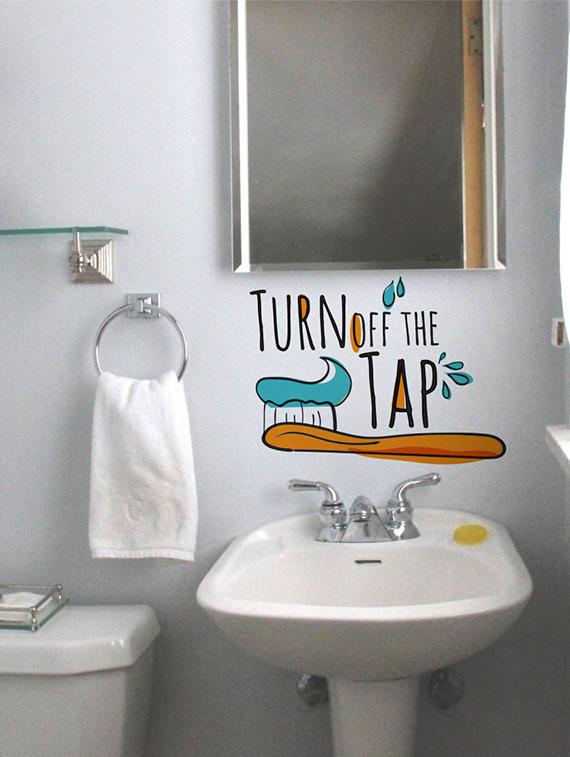 Rawpockets Wall Decals ' Turn Off the Tap Wall Sticker ' Wall stickers (PVC Vinyl) Multicolour - 15733690 - Zoom Image - 1