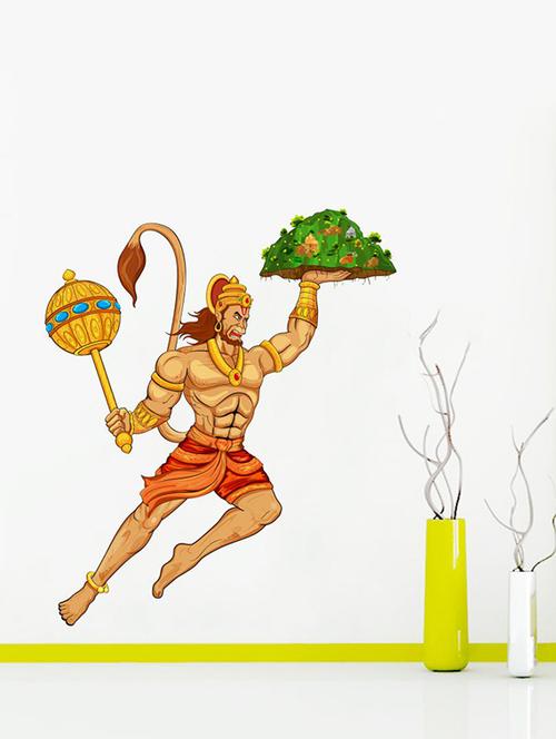 Rawpockets Wall Decals ' Lord Hanuman Carrying Sanjeevani Hills Wall Sticker ' Wall stickers (PVC Vinyl) Multicolour - 15733694 - Standard Image - 1