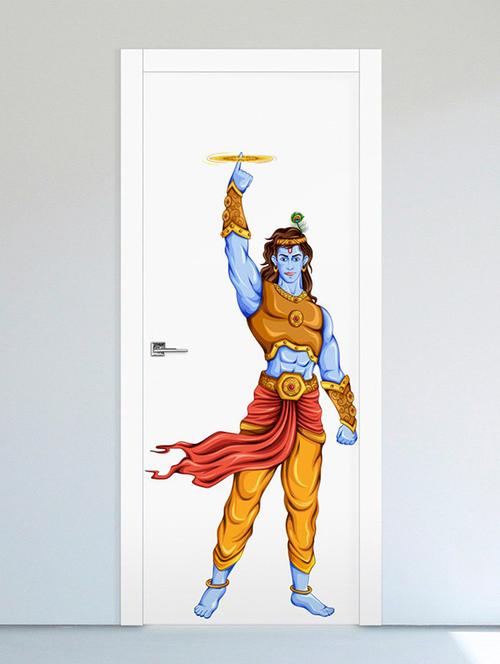 Rawpockets Wall Decals ' lord Krishna and Sudarshana Chakra Wall Sticker ' Wall stickers (PVC Vinyl) Multicolour - 15733695 - Standard Image - 1