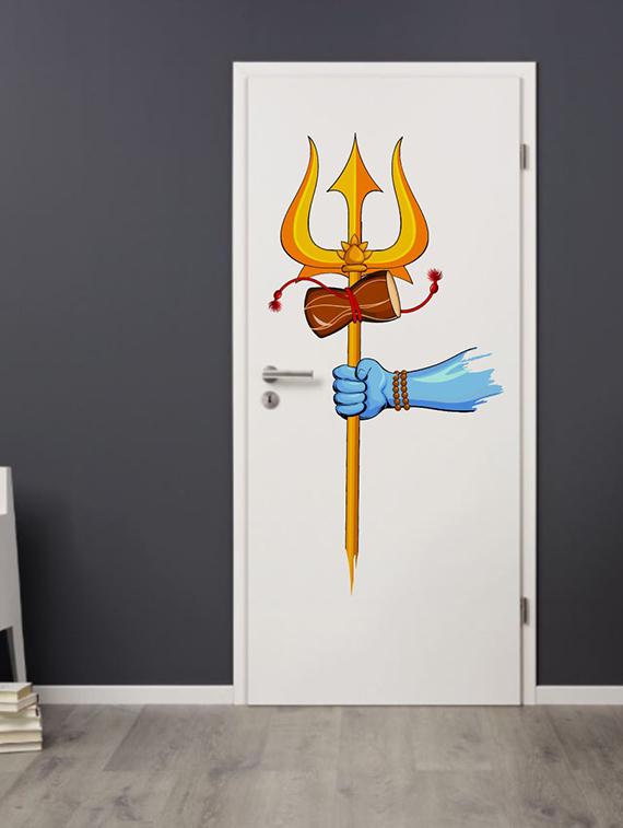 Rawpockets Wall Decals ' Lord Shiva's Trishul Wall Sticker ' Wall stickers (PVC Vinyl) Multicolour - 15733697 - Zoom Image - 1