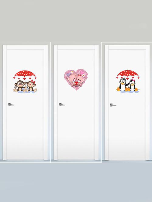 Rawpockets Wall Decals ' Cute Cartoon Animals Love Wall Sticker ' Wall stickers (PVC Vinyl) Multicolour - 15733698 - Standard Image - 1