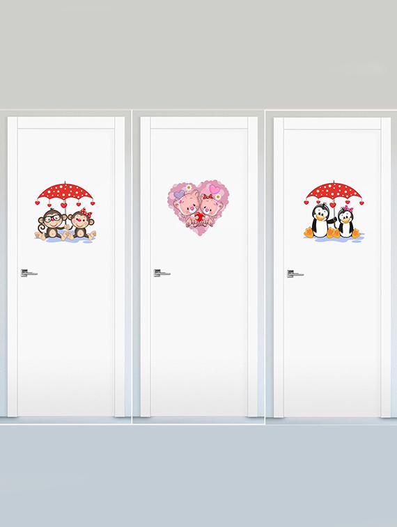 Rawpockets Wall Decals ' Cute Cartoon Animals Love Wall Sticker ' Wall stickers (PVC Vinyl) Multicolour - 15733698 - Zoom Image - 1