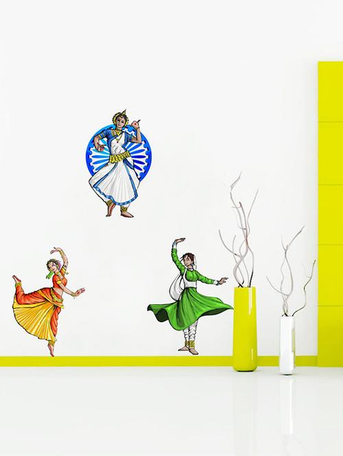 Rawpockets Wall Decals ' Indian Tri Color Classical Dance Wall Stickers ' Wall stickers (PVC Vinyl) Multicolour - 15733699 - Standard Image - 1