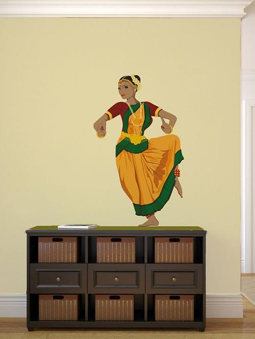 Rawpockets Wall Decals ' Indian Classical Dancer Wall Sticker ' Wall stickers (PVC Vinyl) Multicolour - 15733700 - Standard Image - 1