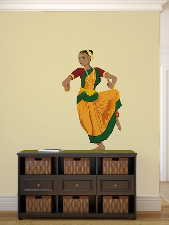 Rawpockets Wall Decals ' Indian Classical Dancer Wall Sticker ' Wall stickers (PVC Vinyl) Multicolour - 15733700 - Zoom Image - 1