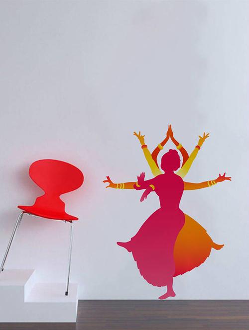 Rawpockets Wall Decals ' Bharatnatyam Female Dance Wall Sticker ' Wall stickers (PVC Vinyl) Multicolour - 15733707 - Standard Image - 1