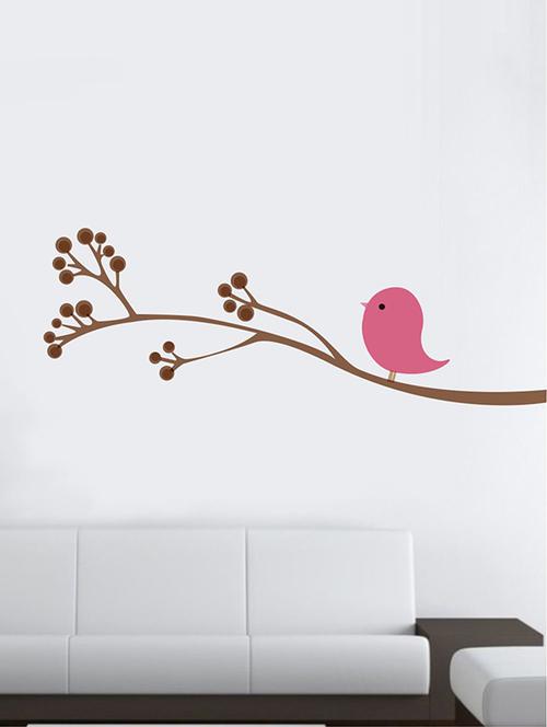 Rawpockets Wall Decals ' Pink Bird Wall Sticker ' Wall stickers (PVC Vinyl) Multicolour - 15733712 - Standard Image - 1