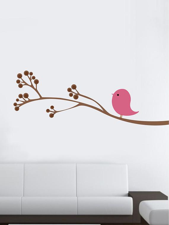 Rawpockets Wall Decals ' Pink Bird Wall Sticker ' Wall stickers (PVC Vinyl) Multicolour - 15733712 - Zoom Image - 1