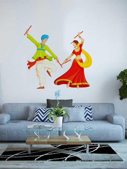 Rawpockets Wall Decals ' Couple Playing Daniya Wall Sticker ' Wall stickers (PVC Vinyl) Multicolour - 15733714 - Standard Image - 1
