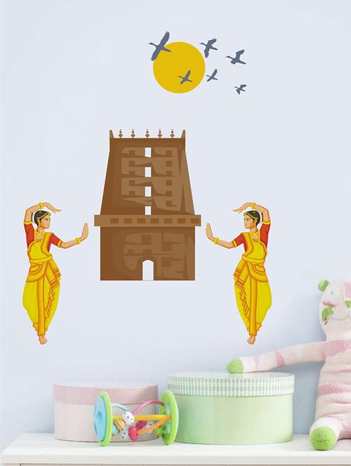 rawpockets wall decals ' classical dance and temple wall sticker ' wall stickers (pvc vinyl) multicolour - 15733715 - Very Small Image - 1