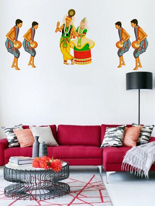 Rawpockets Wall Decals ' Indian Ethnic Dance Wall Sticker ' Wall stickers (PVC Vinyl) Multicolour - 15733716 - Standard Image - 1