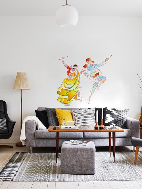 rawpockets wall decals ' dandiya dance wall sticker ' wall stickers (pvc vinyl) multicolour - 15733717 - Very Small Image - 1