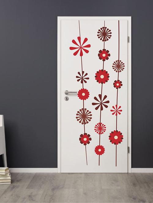 Rawpockets Wall Decals ' Red Decorative Flower Wall Sticker ' Wall stickers (PVC Vinyl) Multicolour - 15733719 - Standard Image - 1