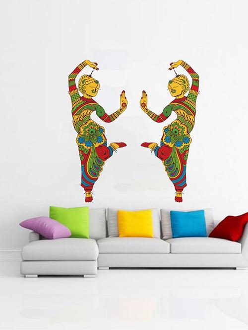 Rawpockets Wall Decals ' Indian Classical Dance Decorative Wall Sticker ' Wall stickers (PVC Vinyl) Multicolour - 15733722 - Standard Image - 1