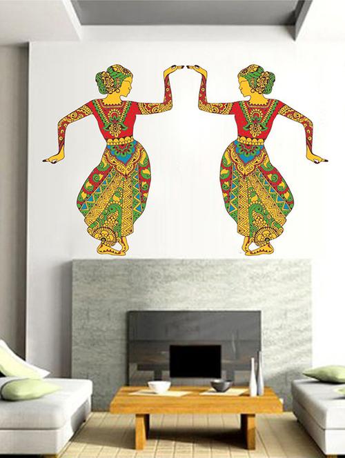 Rawpockets Wall Decals ' Indian Ethnic Dance Decorative Wall Sticker ' Wall stickers (PVC Vinyl) Multicolour - 15733723 - Standard Image - 1
